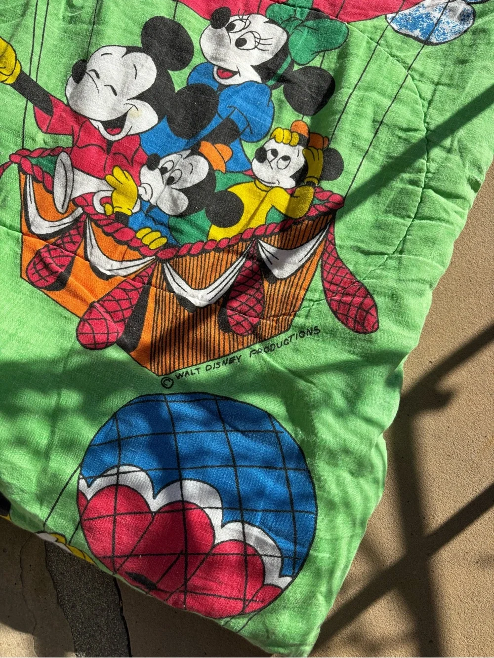 Vintage Disney Mickey & Friends Sleeping Bag  70s Mickey blanket READ